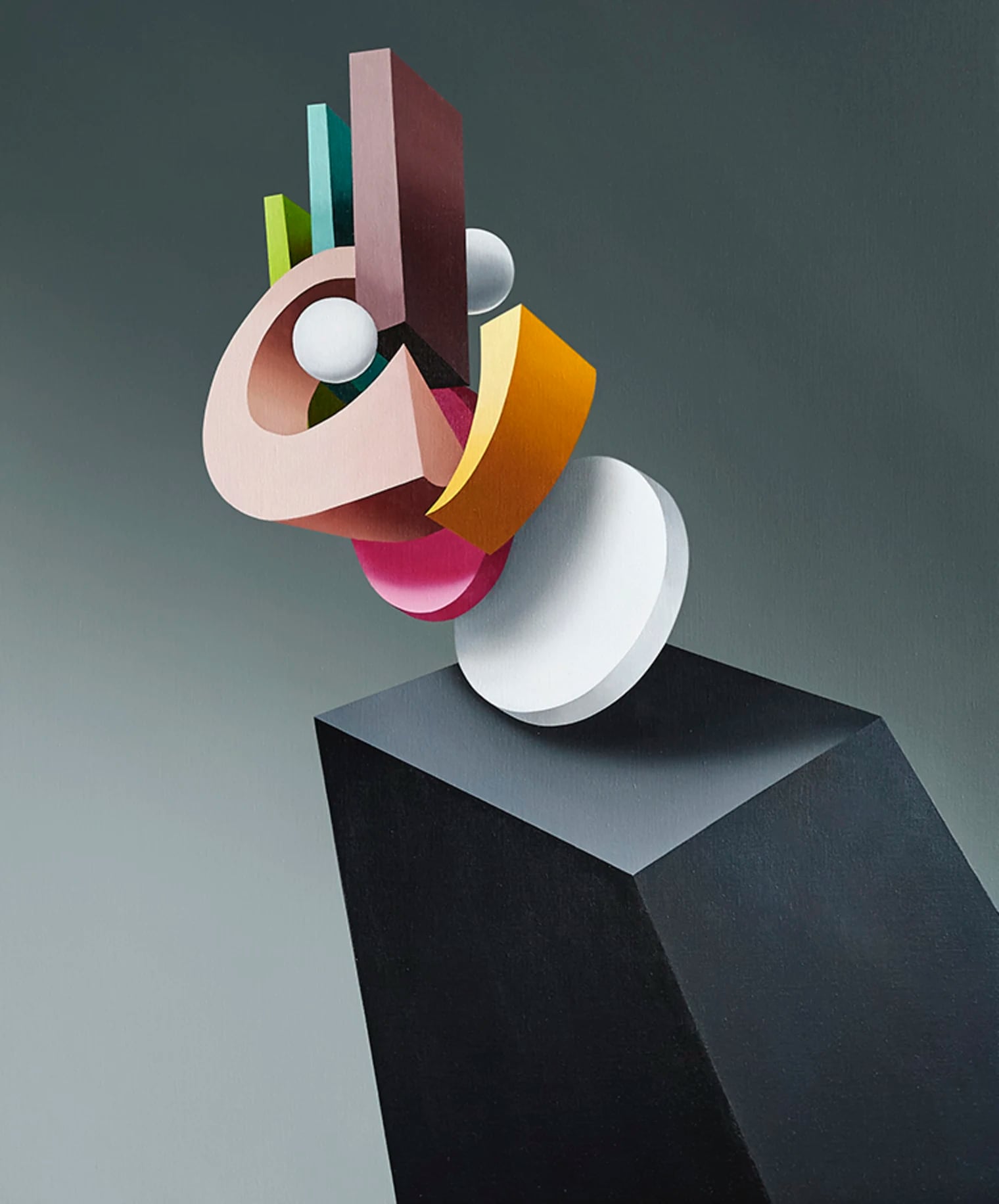 a cubist portrait composed with geometric color blocked shapes